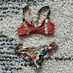 Boys and Arrows Cheeky Bikini - Rust and Floral Size Medium